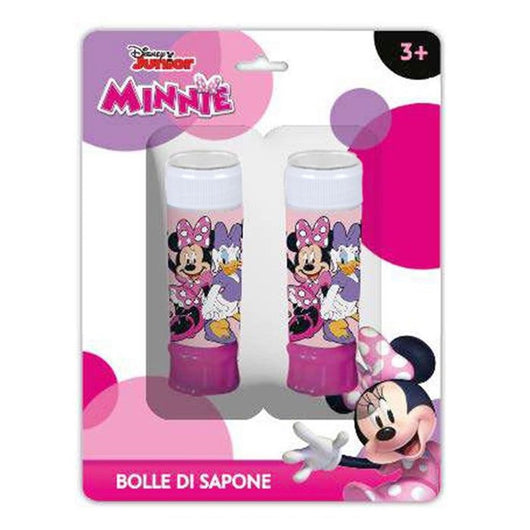 Trade Shop - Set Da 2pz Flacone Bolle Di Sapone Minnie Paperina 60ml Blister Per Gioco Bambini 208343 -