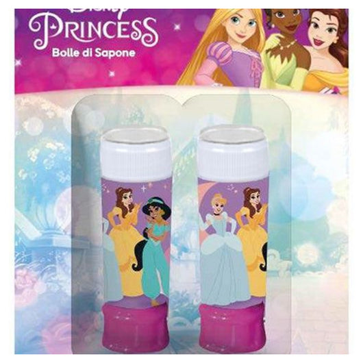 Trade Shop - Set Da 2pz Flacone Bolle Di Sapone Stampa Princess 60ml Blister Per Gioco Bambini 209821 -