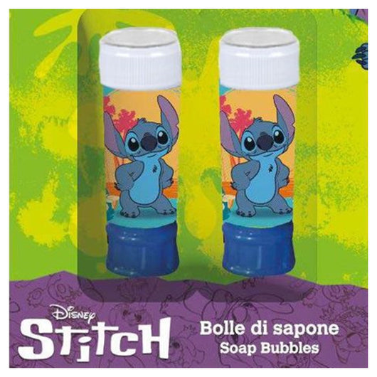 Trade Shop - Set Da 2pz Flacone Bolle Di Sapone Stampa Stitch 60ml Blister Per Gioco Bambini 208329 -