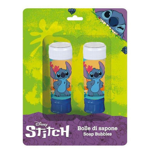 Trade Shop - Set Da 2pz Flacone Bolle Di Sapone Stampa Stitch 60ml Blister Per Gioco Bambini 208329 -