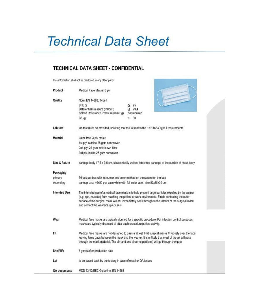 Set Da 50 Mascherine Protettive Viso Chirurgiche Monouso Mascherina Facciale         