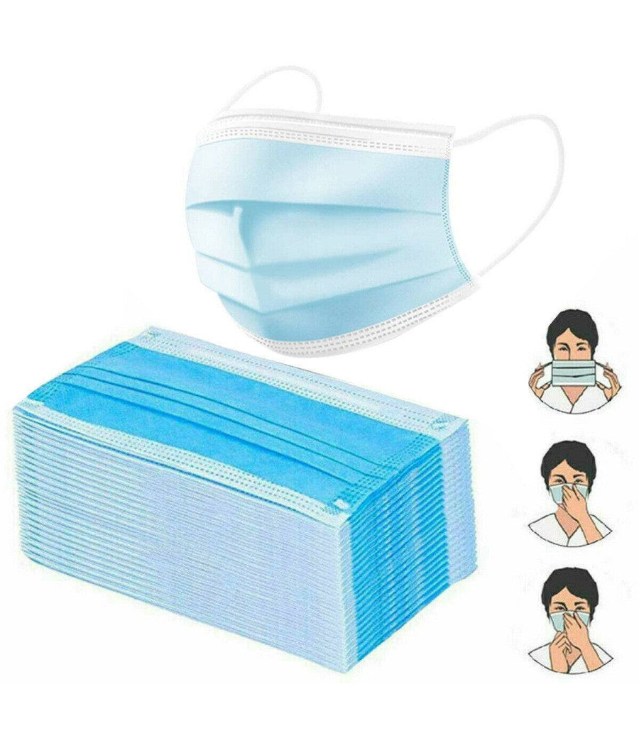 Set Da 50 Mascherine Protettive Viso Chirurgiche Monouso Mascherina Facciale         