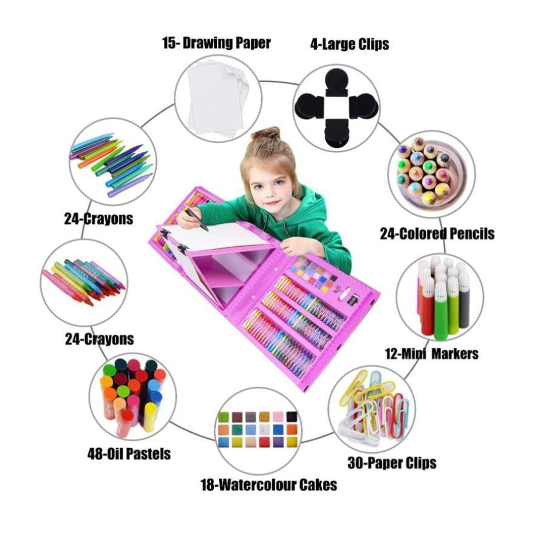 Trade Shop - Set Da Colorare Da 208 Pz Astuccio Per Pittura Scatola Di Colori Regalo Per Bambini -