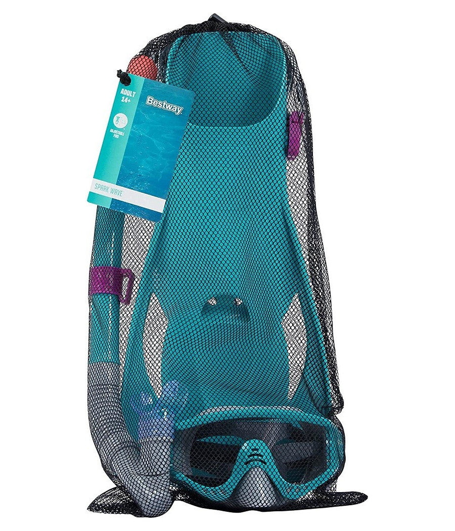 Trade Shop - Set Da Snorkeling Meridian Maschera Boccaglio Pinne 14+ Anni 2 Colori Ass 25020 -