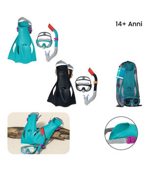 Trade Shop - Set Da Snorkeling Meridian Maschera Boccaglio Pinne 14+ Anni 2 Colori Ass 25020 -