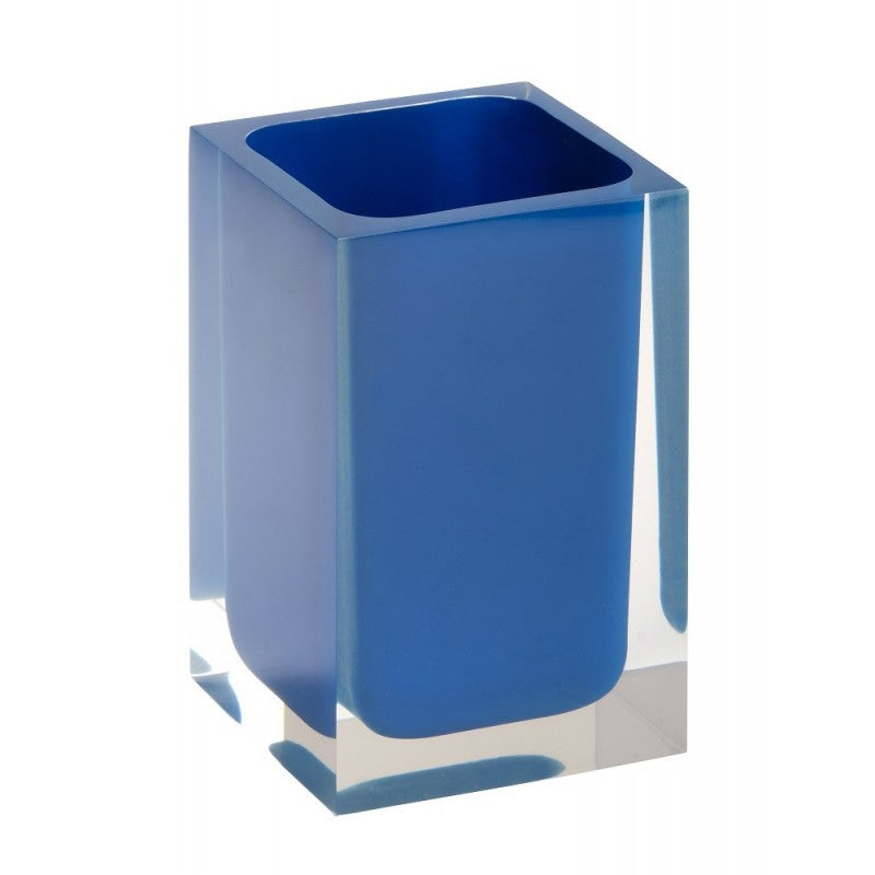 Set di 4 accessori da bagno da appoggio VISTA in resina blu