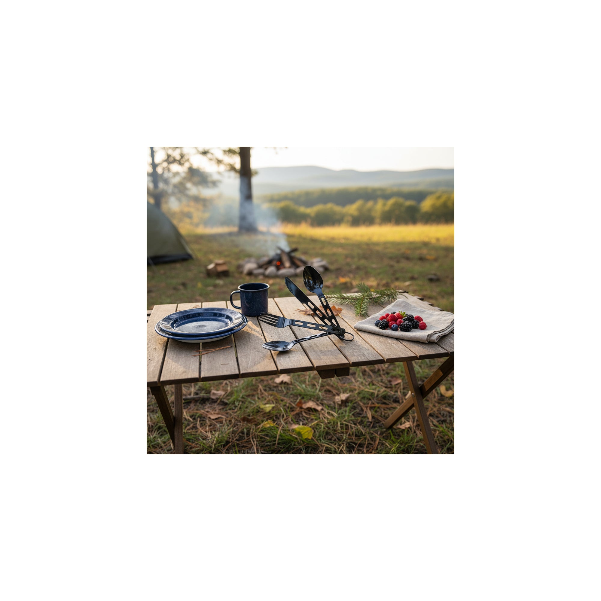 Set di posate da campeggio O'camp - Acciaio - Portachiavi