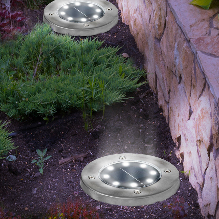 IDMarket - Set di 10 dischi solari da esterno LED, faretti da giardino per piantare