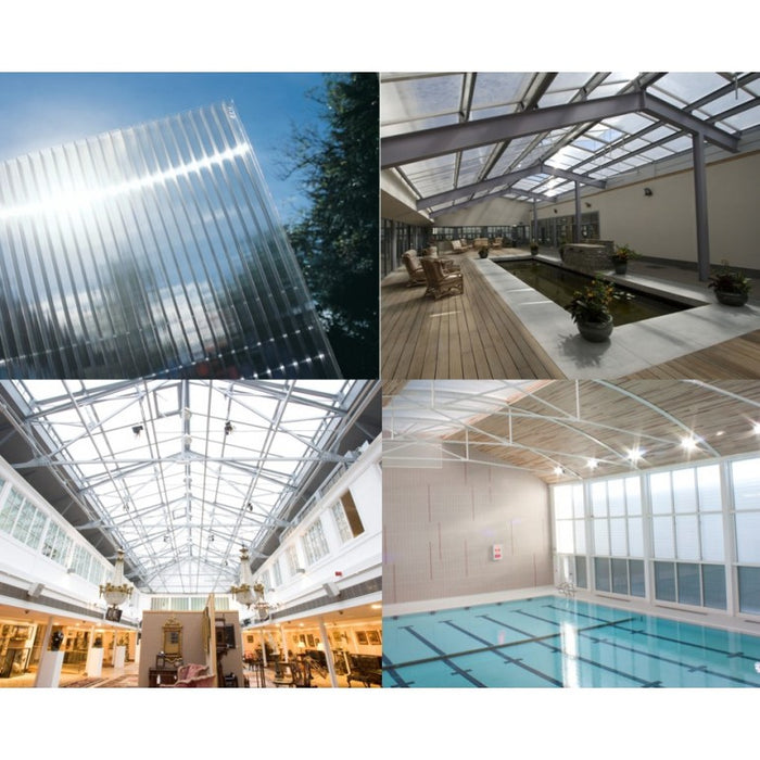 Set di 10 lastre policarbonato alveolare spessore 6 mm dimensione 44 x 98 cm Trasparente