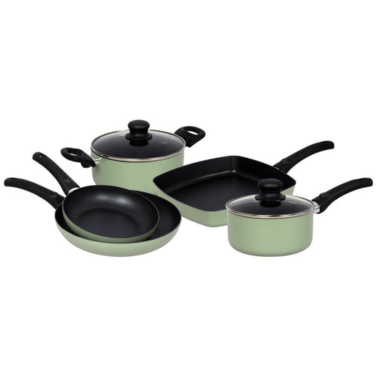 Set di 2 Batteria 7pz Fusion In Alluminio Stampato E Fondo Induzione Verde
