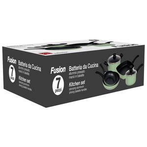 Set di 2 Batteria 7pz Fusion In Alluminio Stampato E Fondo Induzione Verde