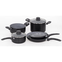 Set di 2 Batteria 7pz Gaia Alluminio Stampato Fondo Induzione Interno Effetto Marmor