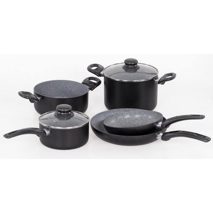 Set di 2 Batteria 7pz Gaia Alluminio Stampato Fondo Induzione Interno Effetto Marmor