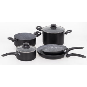 Set di 2 Batteria 7pz Gaia Alluminio Stampato Fondo Induzione Interno Effetto Marmor