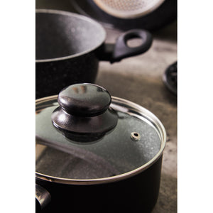 Set di 2 Batteria 7pz Gaia Alluminio Stampato Fondo Induzione Interno Effetto Marmor