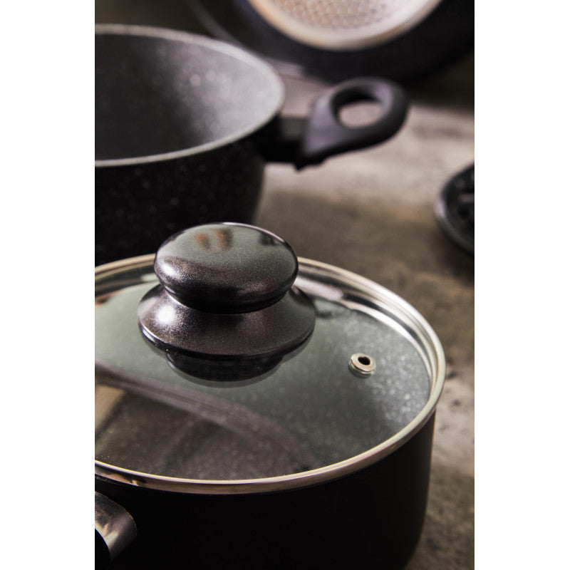 Set di 2 Batteria 7pz Gaia Alluminio Stampato Fondo Induzione Interno Effetto Marmor