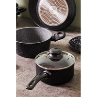 Set di 2 Batteria 7pz Gaia Alluminio Stampato Fondo Induzione Interno Effetto Marmor