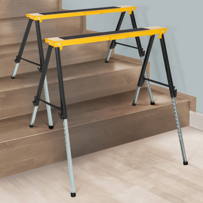 IDMarket - Set di 2 cavalletti telescopici pieghevoli con ampia piattaforma antiscivolo