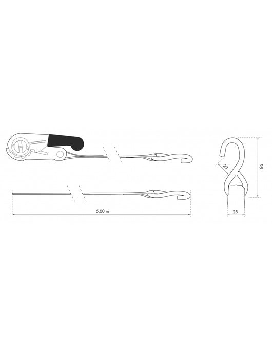 Set di 2 cinghie di tensione, 5m, cricchetto, gancio a S, giallo - THIRARD