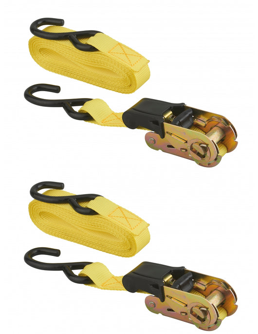 Set di 2 cinghie di tensione, 5m, cricchetto, gancio a S, giallo - THIRARD