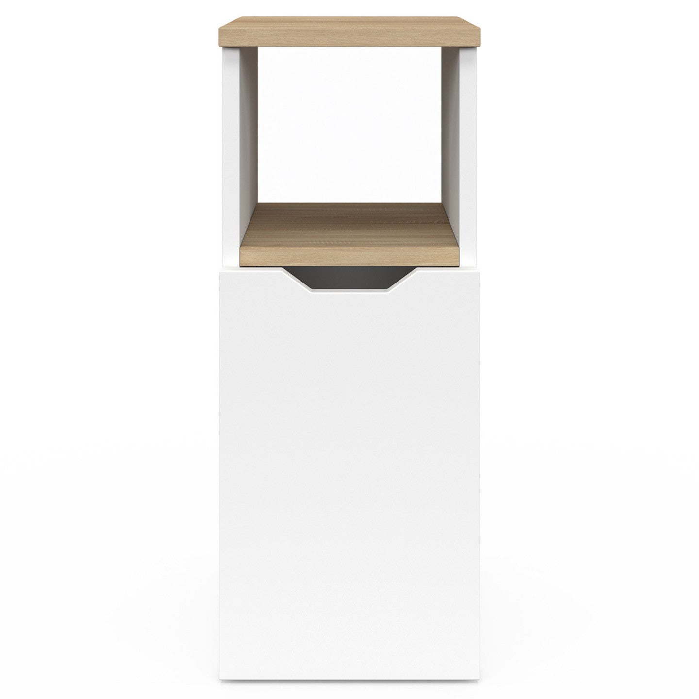 IDMarket - Set di 2 comodini a 1 anta ANOUK con nicchia bianca e legno