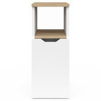 IDMarket - Set di 2 comodini a 1 anta ANOUK con nicchia bianca e legno