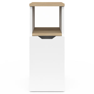 IDMarket - Set di 2 comodini a 1 anta ANOUK con nicchia bianca e legno