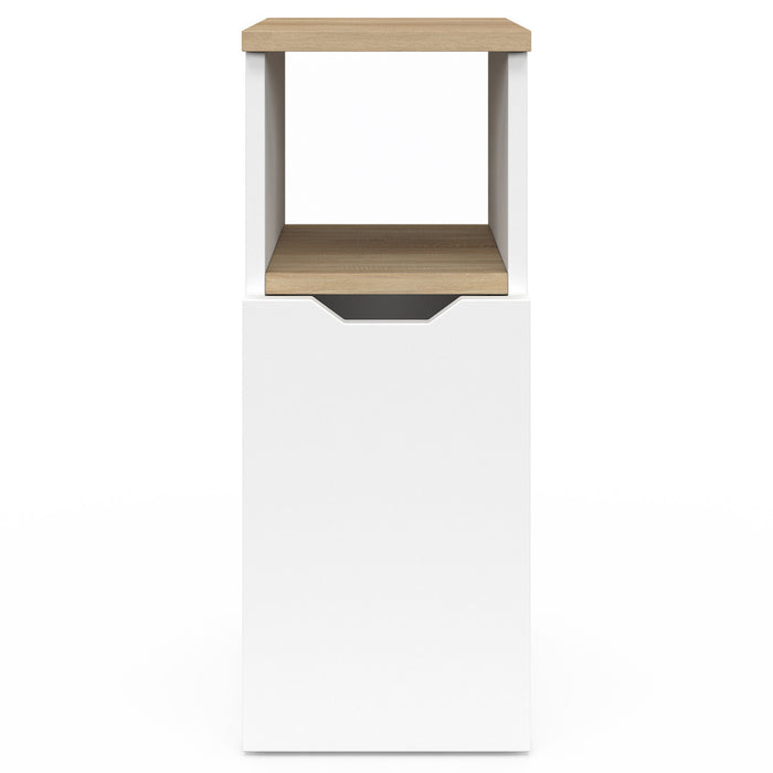 IDMarket - Set di 2 comodini a 1 anta ANOUK con nicchia bianca e legno