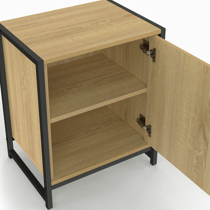 IDMarket - Set di 2 comodini a 1 anta DETROIT dal design industriale