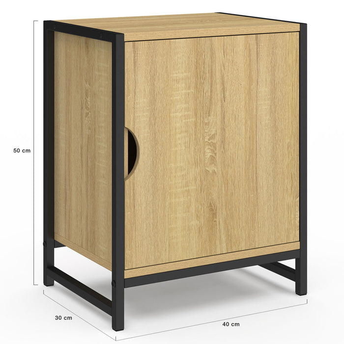 IDMarket - Set di 2 comodini a 1 anta DETROIT dal design industriale