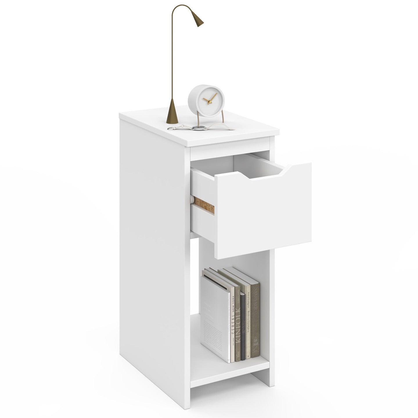 IDMarket - Set di 2 comodini a 1 cassetto ANOUK con nicchia bianca