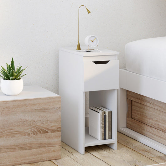 IDMarket - Set di 2 comodini a 1 cassetto ANOUK con nicchia bianca