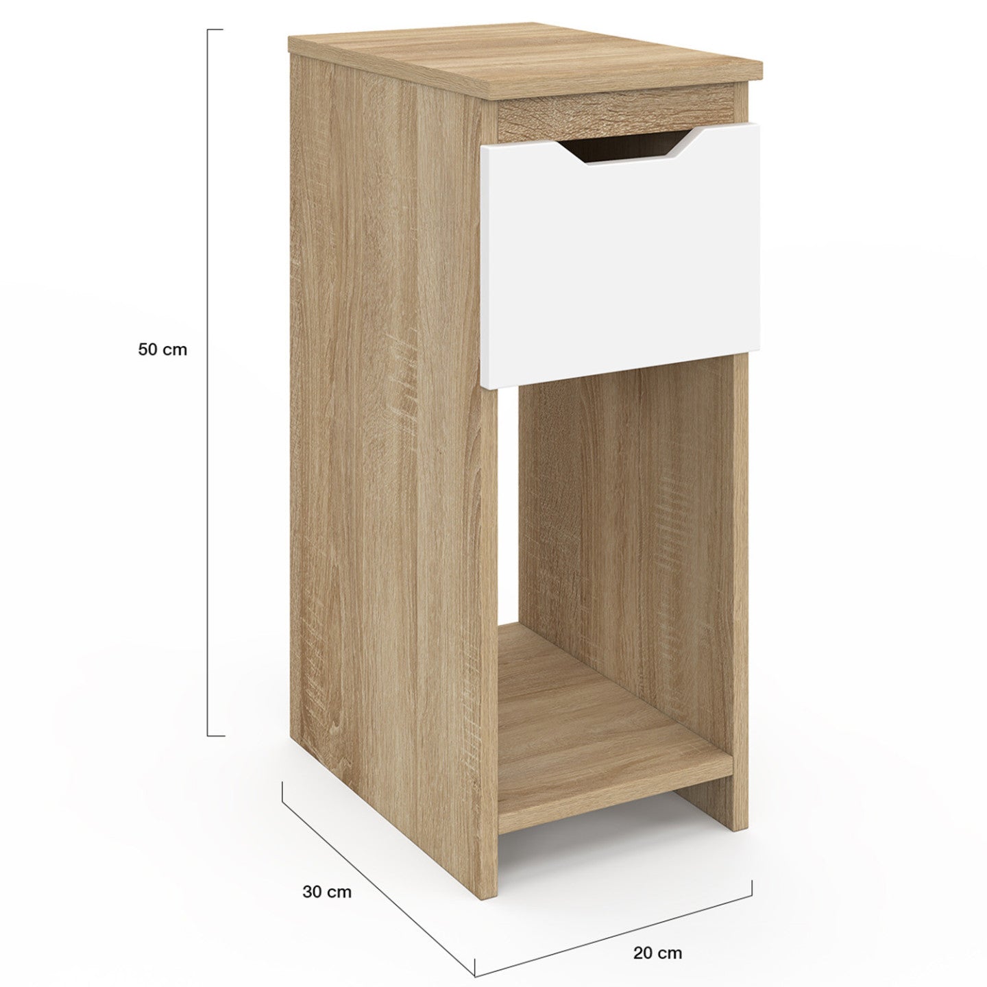 IDMarket - Set di 2 comodini a 1 cassetto ANOUK con nicchia in legno effetto faggio bianco