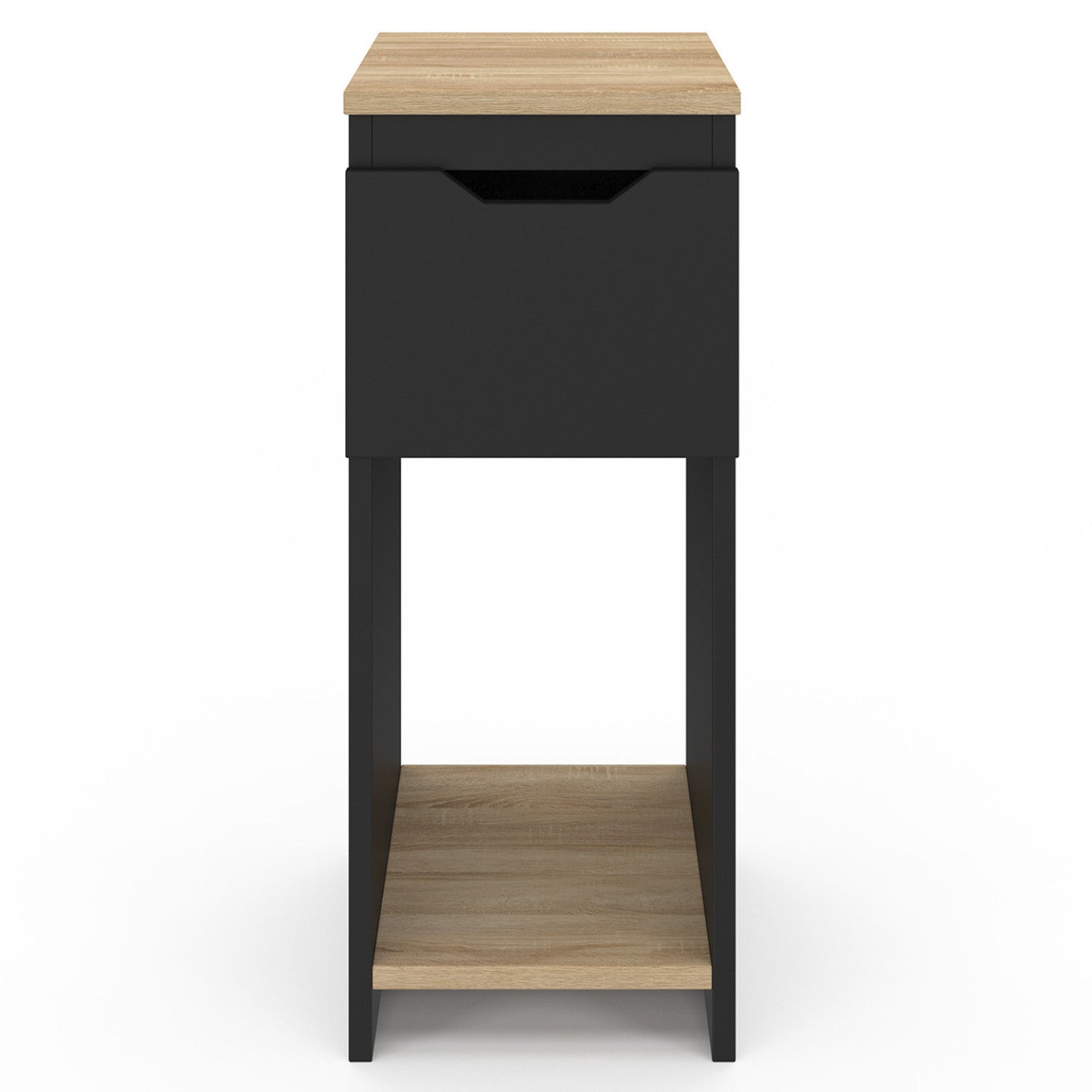 IDMarket - Set di 2 comodini a 1 cassetto ANOUK con nicchia nera e legno