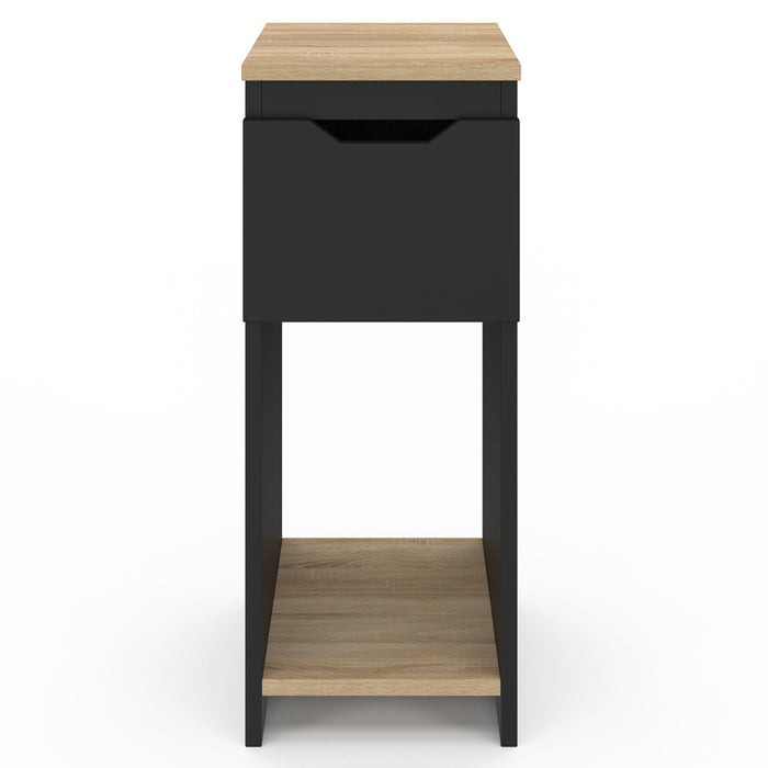 IDMarket - Set di 2 comodini a 1 cassetto ANOUK con nicchia nera e legno