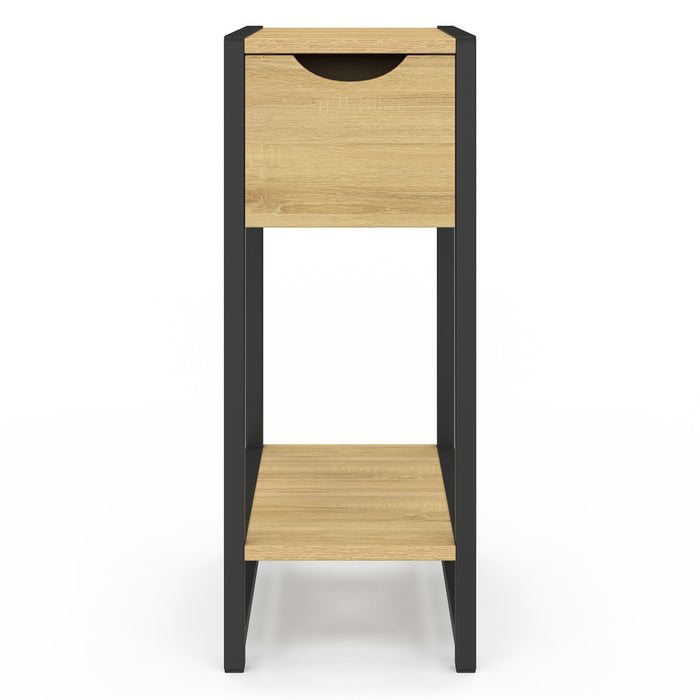 IDMarket - Set di 2 comodini a 1 cassetto DETROIT con ripiano in metallo nero e legno, design industriale