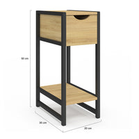 IDMarket - Set di 2 comodini a 1 cassetto DETROIT con ripiano in metallo nero e legno, design industriale