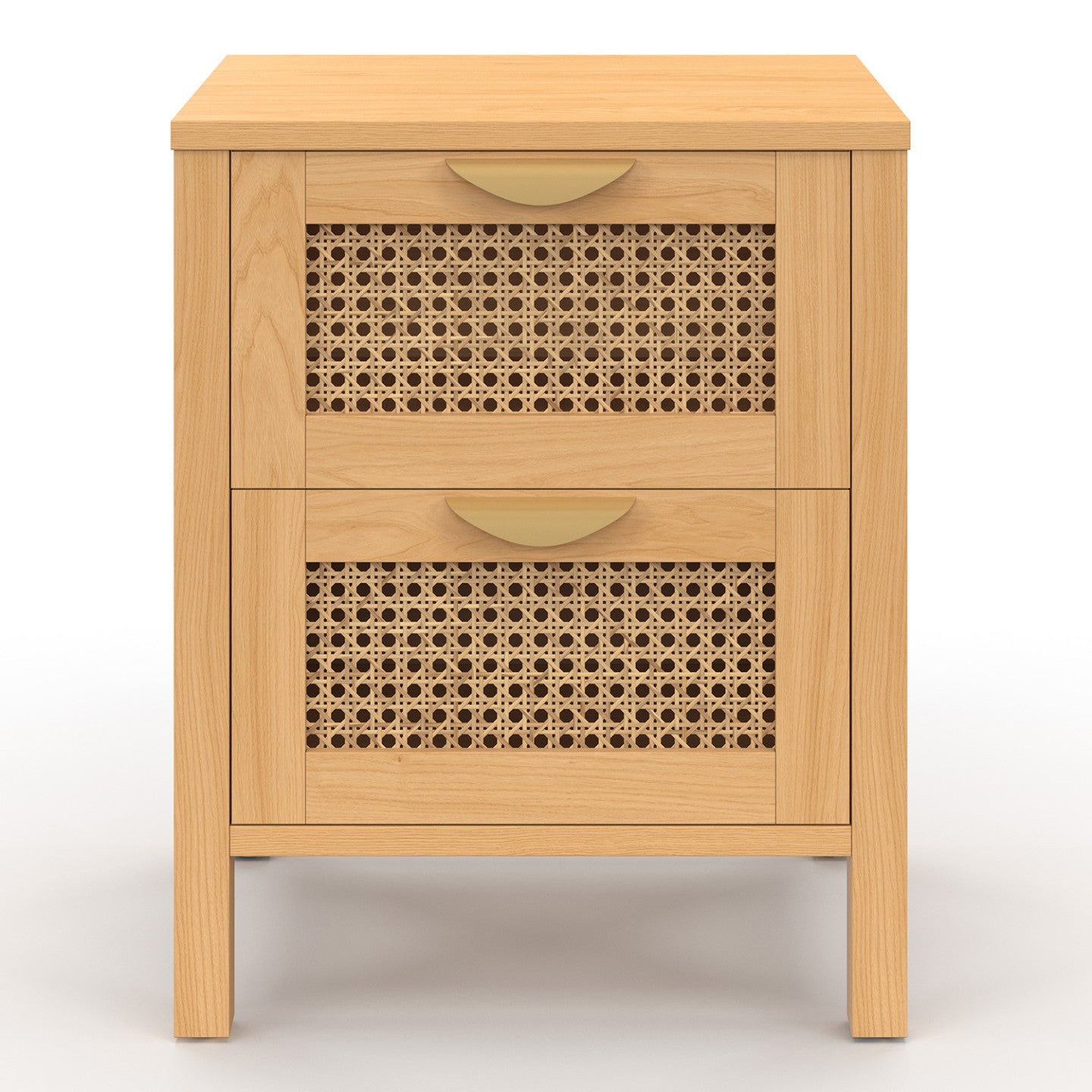 IDMarket - Set di 2 comodini a 2 cassetti EDHEN in vimini e legno