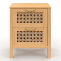 IDMarket - Set di 2 comodini a 2 cassetti EDHEN in vimini e legno