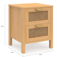 IDMarket - Set di 2 comodini a 2 cassetti EDHEN in vimini e legno