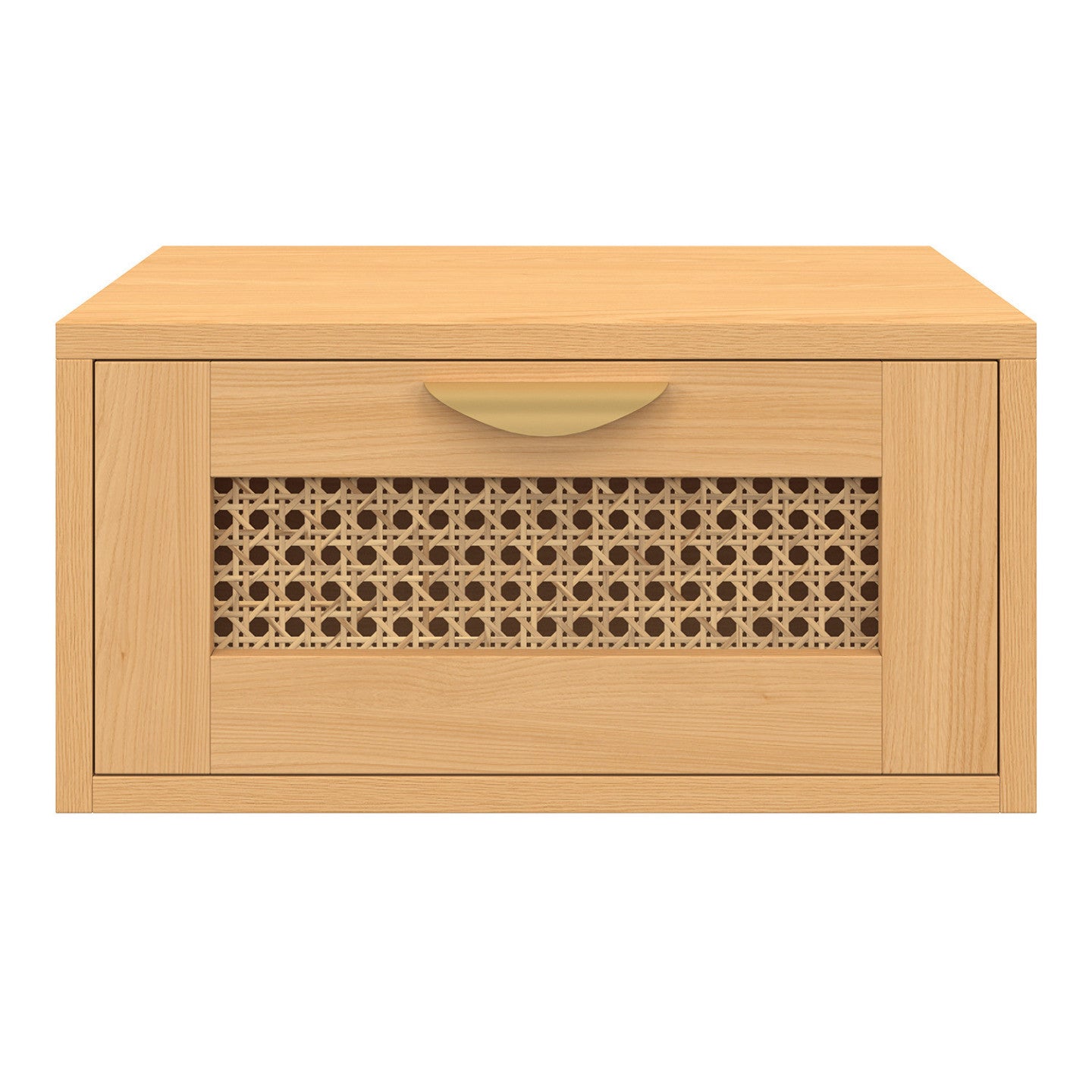 IDMarket - Set di 2 comodini a muro a 1 cassetto EDHEN con ripiani in canna e legno