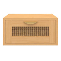 IDMarket - Set di 2 comodini a muro a 1 cassetto EDHEN con ripiani in canna e legno