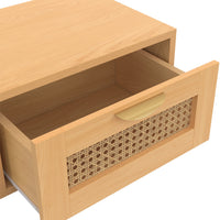 IDMarket - Set di 2 comodini a muro a 1 cassetto EDHEN con ripiani in canna e legno