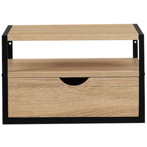 IDMarket - Set di 2 comodini a parete DETROIT, 1 cassetto + 1 ripiano sospeso, design industriale