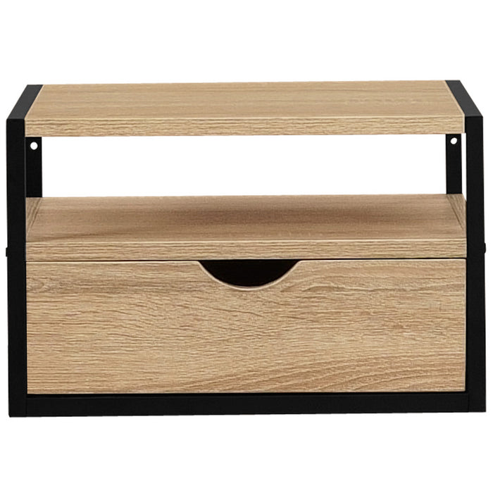 IDMarket - Set di 2 comodini a parete DETROIT, 1 cassetto + 1 ripiano sospeso, design industriale