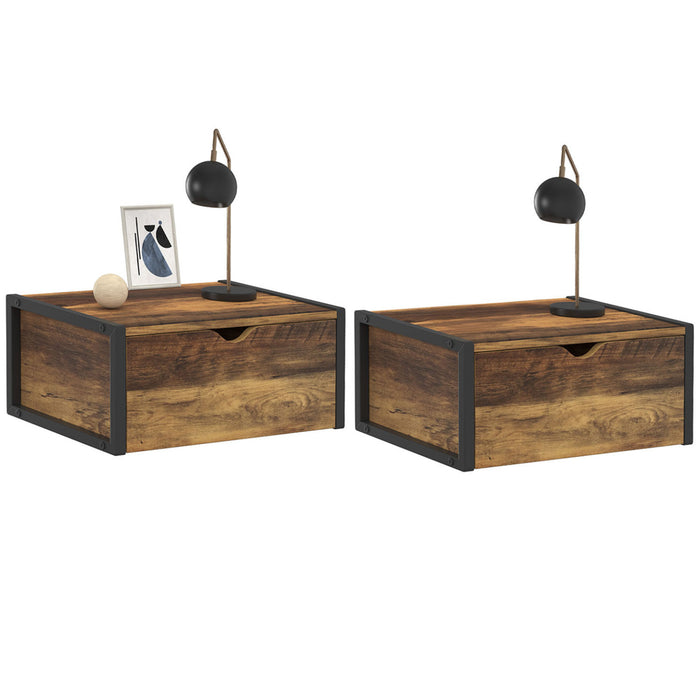 IDMarket - Set di 2 comodini a parete HAWKINS Mensola sospesa dal design industriale