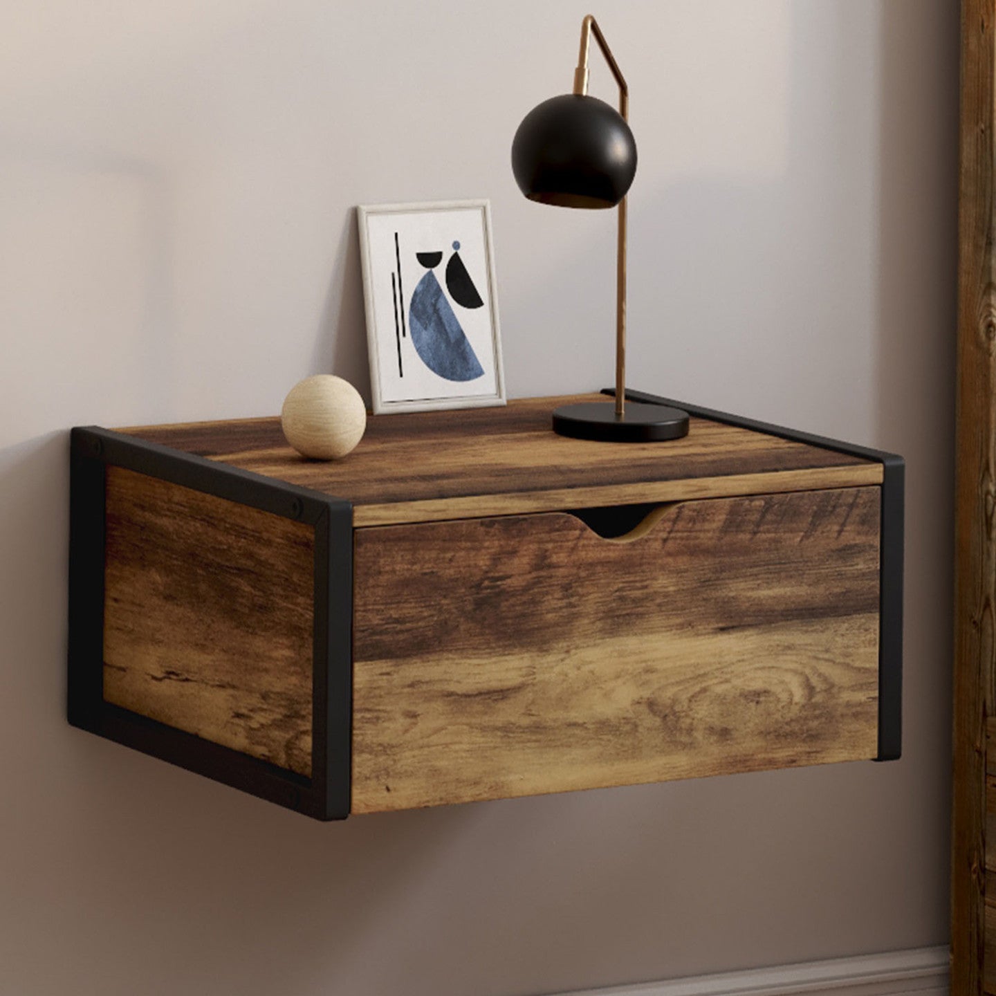 IDMarket - Set di 2 comodini a parete HAWKINS Mensola sospesa dal design industriale