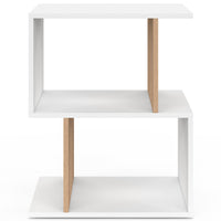 IDMarket - Set di 2 comodini a S SOFIA con contenitore a giorno, effetto bianco e faggio