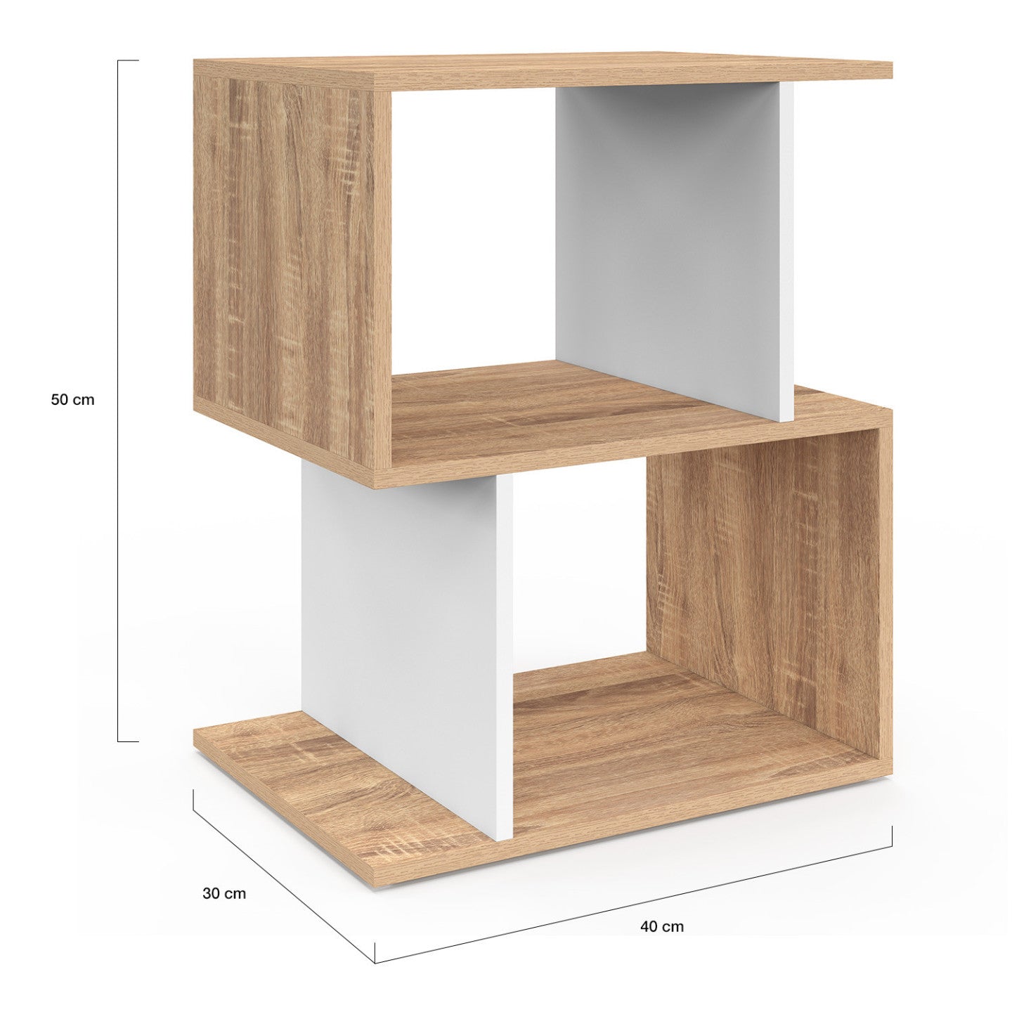 IDMarket - Set di 2 comodini a S SOFIA con contenitori a giorno in faggio ed effetto bianco