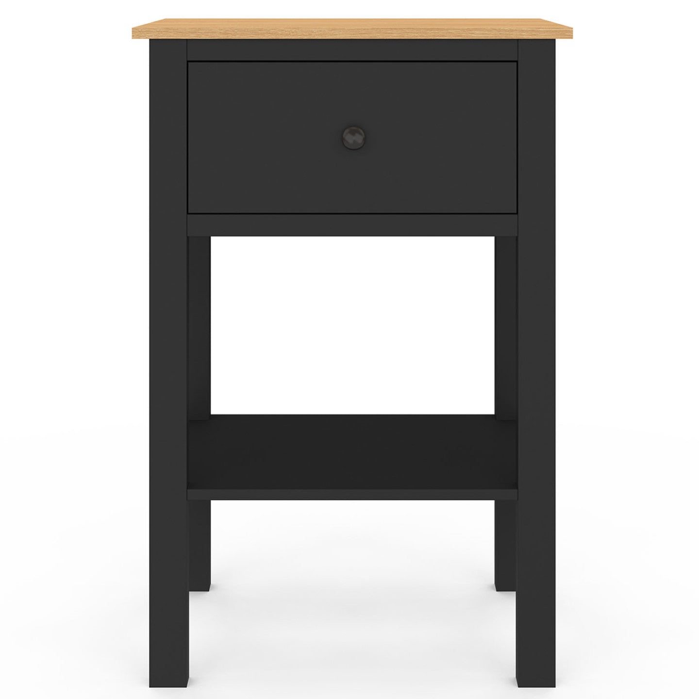 IDMarket - Set di 2 comodini ACHILLE, 1 cassetto e 1 ripiano in legno e nero